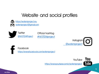 Website and social profiles
https://wstemproject.eu
wstemproject@gmail.com
Twitter
@WSTEMProject
Instagram
@wstemproject
F...