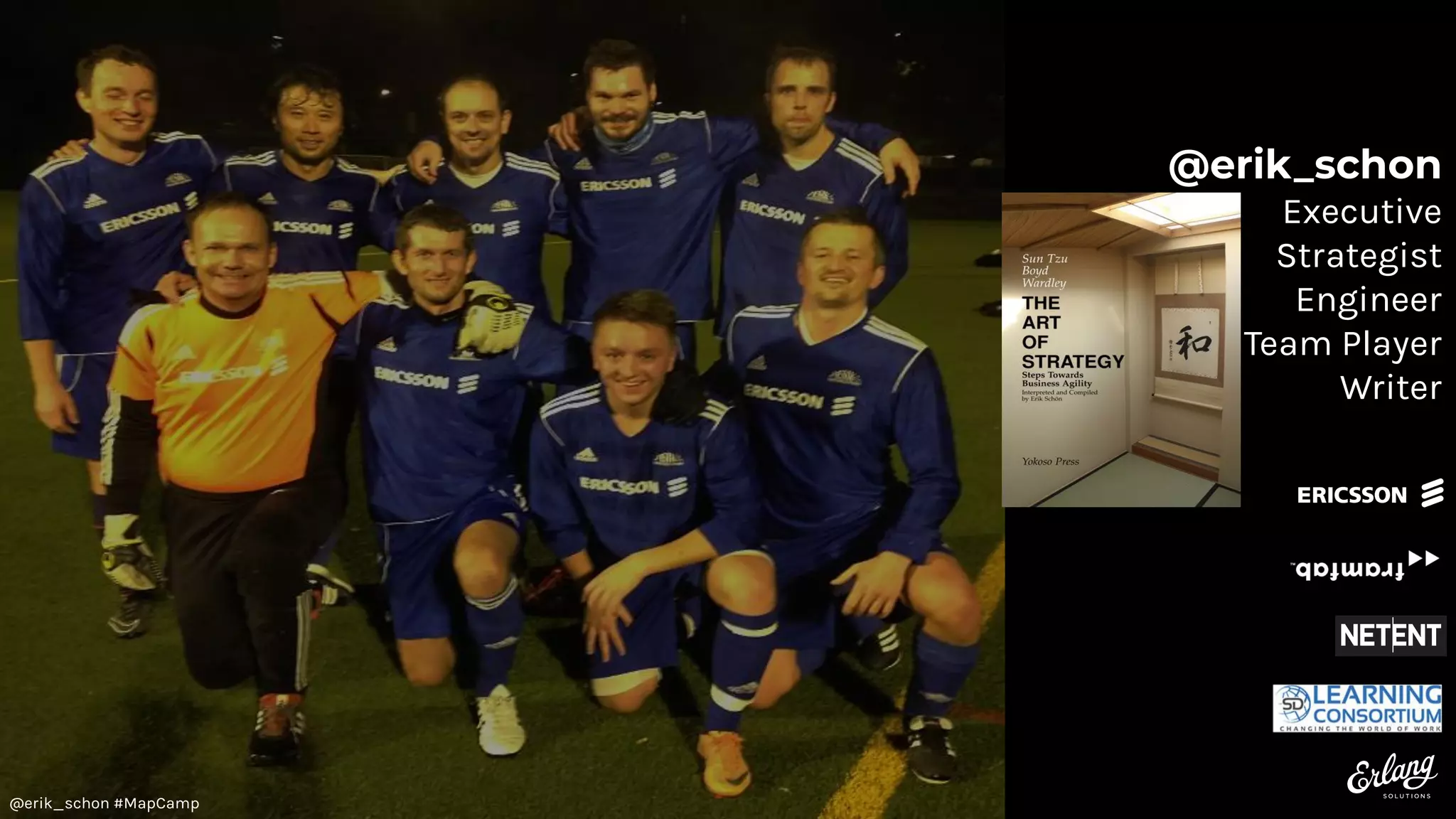 2.0 YEARS OF ERLANG SOLUTIONS
© 1999-2019 Erlang Solutions Ltd
@erik_schon
Executive
Strategist
Engineer
Team Player
Writer
@erik_schon #MapCamp
 