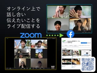 オンライン上で
話し合い
伝えたいことを
ライブ配信する
 