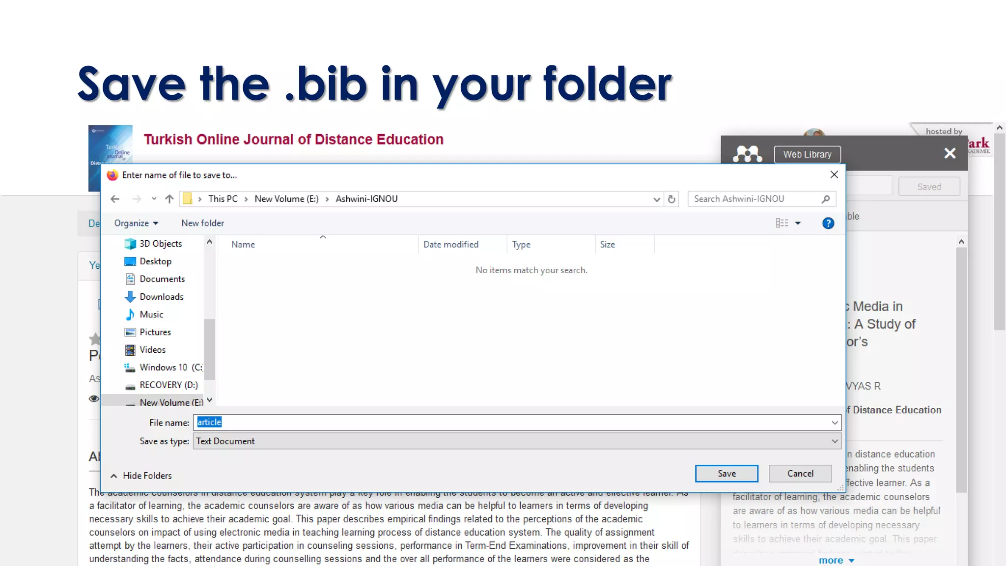 Save the .bib in your folder