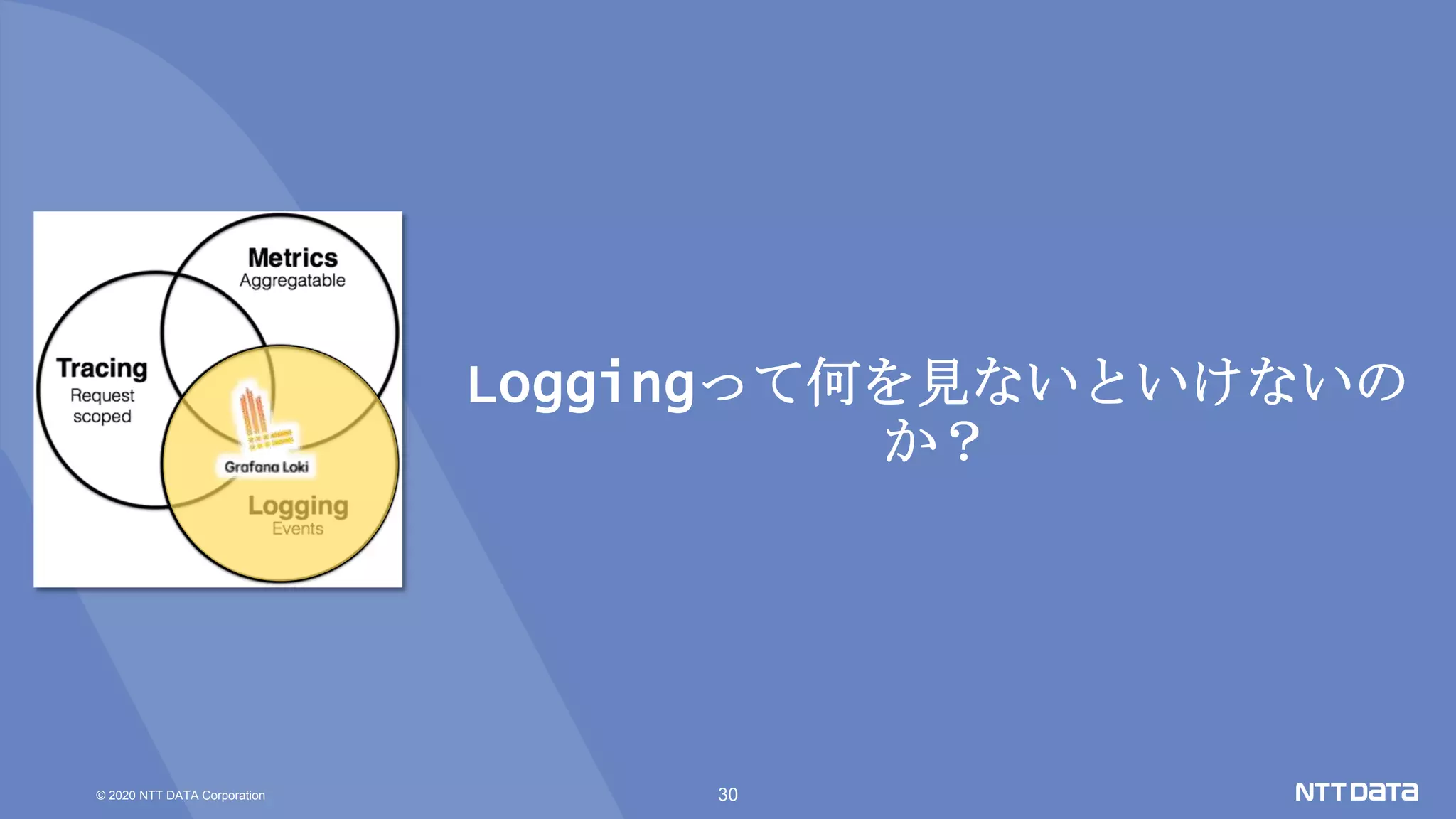 © 2020 NTT DATA Corporation 30
Loggingって何を見ないといけないの
か？
 