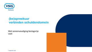 (be)spreekuur
verbinden schuldendomein
Wet vereenvoudiging beslagvrije
voet
7 september 2020
 