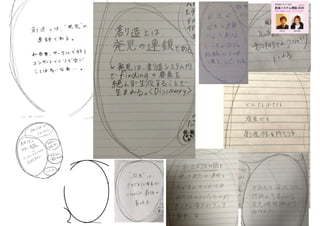 創造の連鎖は
結果に至るま
でに欠かせな
　 い要素
れ
ト
　　
　
創造システム理論 2020
慶應義塾大学 SFC 授業
ゆるい創造 / カオス /トリックスター
online!
若新 雄純井庭 崇
 