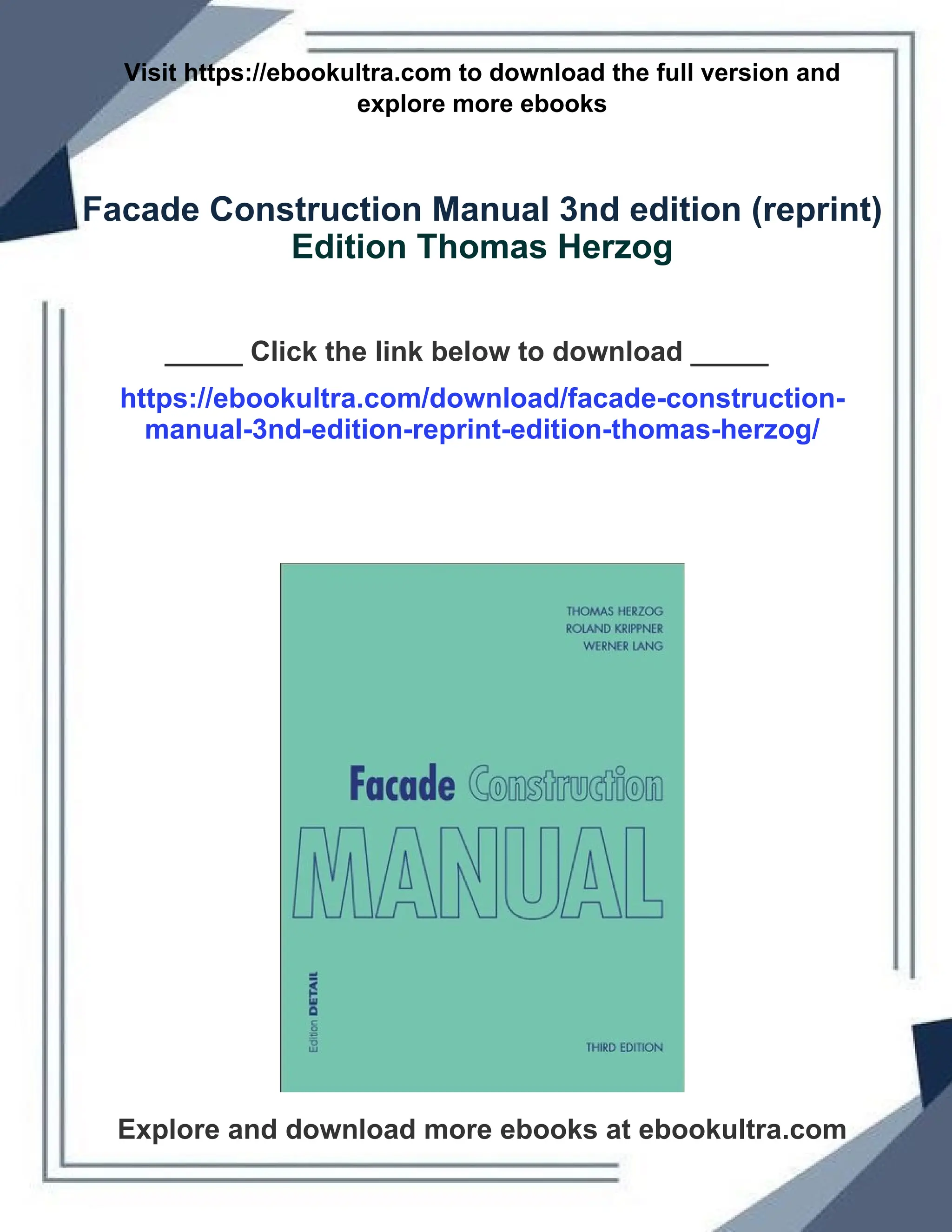 Facade Construction Manual 建築ディテール Facade Construction Manual (DETAIL Construction Manuals