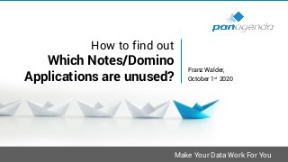 Make Your Data Work For You
How to find out
Which Notes/Domino
Applications are unused?
Franz Walder,
October 1st 2020
 