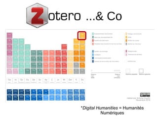 Groupes et collaboration
+ 1 : Groups
https://www.zotero.org/support/fr/group
s
 