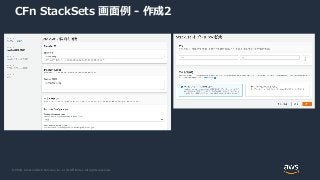 © 2020, Amazon Web Services, Inc. or its Affiliates. All rights reserved.
CFn StackSets 画面例 - 作成2
 