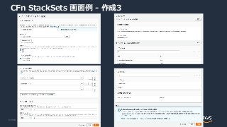 © 2020, Amazon Web Services, Inc. or its Affiliates. All rights reserved.
CFn StackSets 画面例 - 作成3
 
