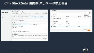 © 2020, Amazon Web Services, Inc. or its Affiliates. All rights reserved.
CFn StackSets 画面例 パラメータの上書き
 