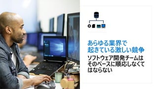 あらゆる業界で
起きている激しい競争
ソフトウェア開発チームは
そのペースに順応しなくて
はならない
 