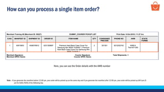 How can you process a single item order?
Here, you can see the Order details with the AWB number
Note – If you generate the manifest before 12:00 pm, your order will be picked up on the same day and if you generate the manifest after 12:00 pm, your order will be picked up till 6 pm (5
pm for Delhi/NCR) of the following day.
 