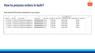 How to process orders in bulk?
Order detail CSV file will be downloaded in your system
 