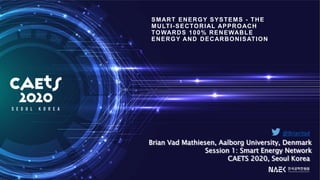 Brian Vad Mathiesen, Aalborg University, Denmark
Session 1: Smart Energy Network
CAETS 2020, Seoul Korea
SMART ENERGY SYSTEMS - THE
MULTI-SECTORIAL APPROACH
TOWARDS 100% RENEWABLE
ENERGY AND DECARBONISATION
@BrianVad
 