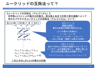ユークリッドの互除法からn次元をのぞき見よう 1031日曜数学会 ユークリッドの互除法からn次元をのぞき見よう 1031日曜数学会