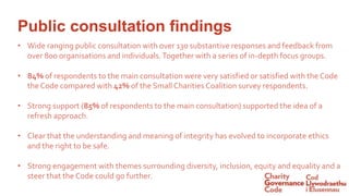 Public consultation findings
• Wide ranging public consultation with over 130 substantive responses and feedback from
over...