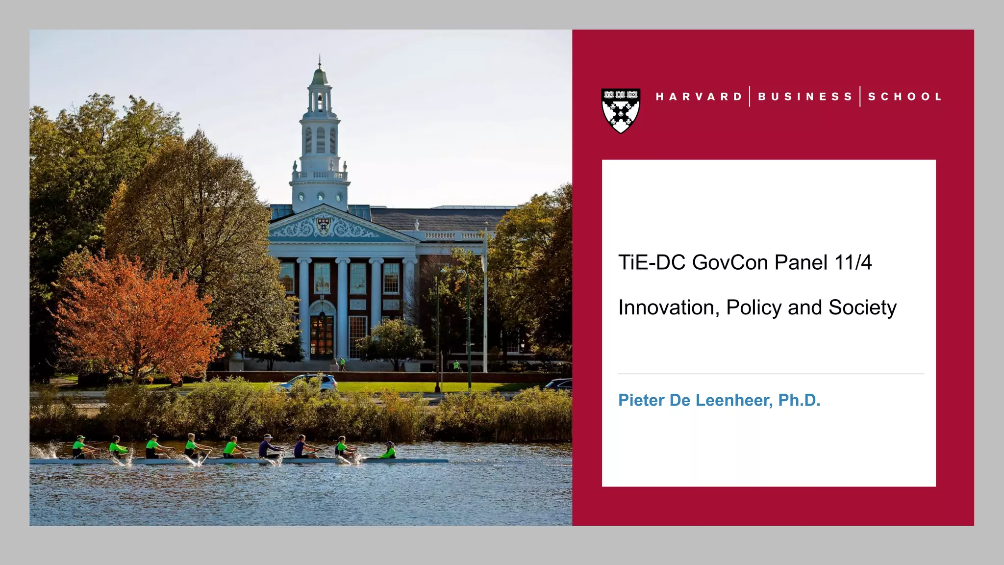 TiE-DC GovCon Panel 11/4
Innovation, Policy and Society
Pieter De Leenheer, Ph.D.