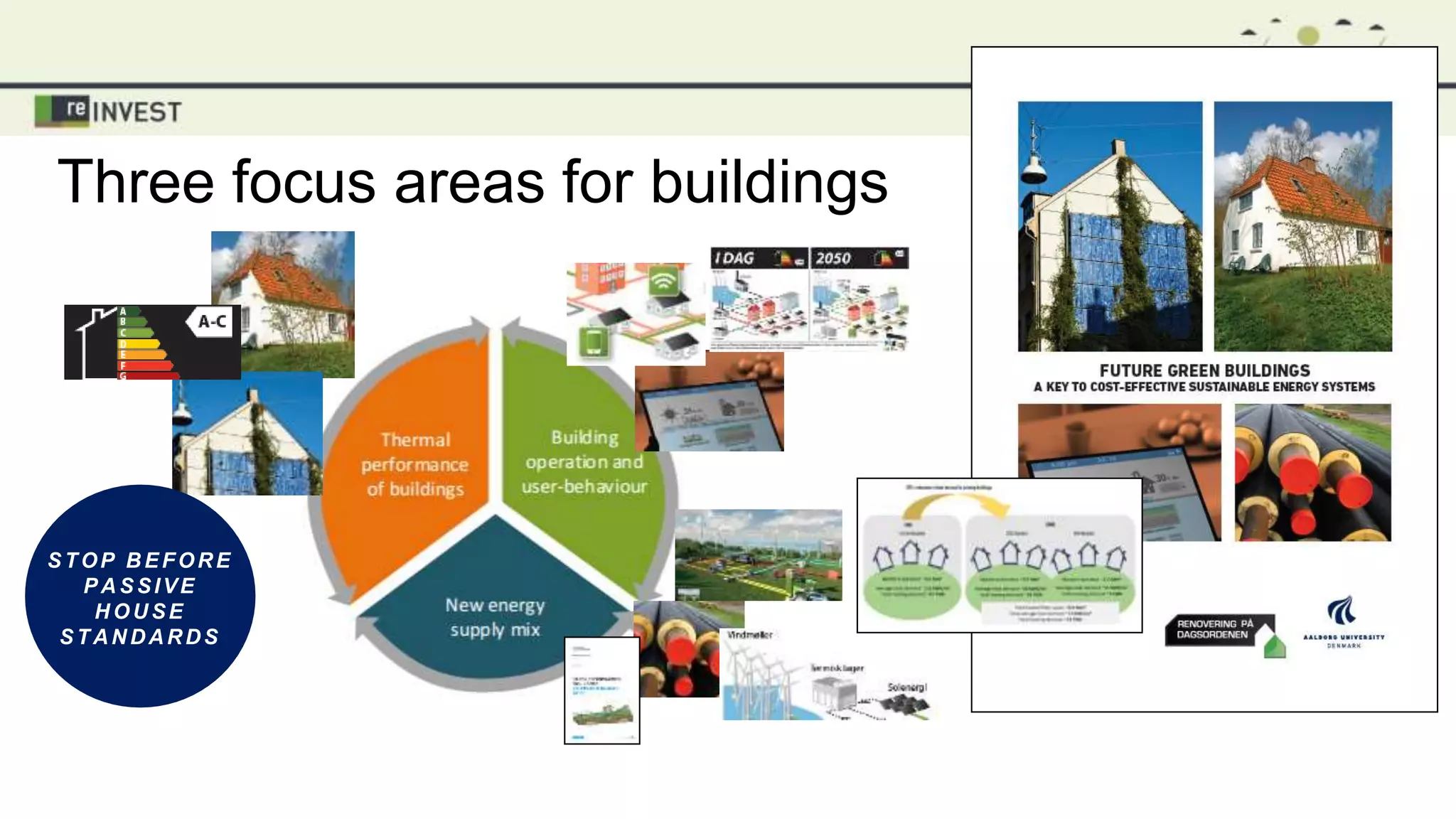 Three focus areas for buildings
STOP B EFORE
PA SSIVE
H OU SE
STAN DARDS
 