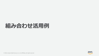 © 2020, Amazon Web Services, Inc. or its Affiliates. All rights reserved.
組み合わせ活用例
 