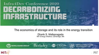 1
Dharik S. Mallapragada
MIT Energy Initiative, Cambridge, MA
The economics of storage and its role in the energy transition
 