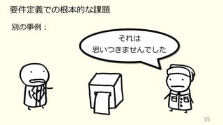 35
要件定義での根本的な課題
別の事例︓
それは
思いつきませんでした
 