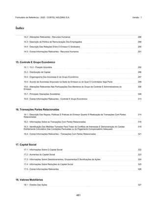 GRUPO CORTEL
Notas explicativas da Administração às demonstrações contábeis consolidadas e
combinadas
Em 31 de dezembro de 2019, 2018 e 2017
(Em milhares de Reais, exceto quando de outra forma indicado)
ƒ Crematório e Cemitério Ecumênico Cristo Rei e Cortel Implantação e
Administração de Cemitérios e Crematórios Ltda.;
A Companhia, por meio da Cortel Implantação, sucedida por Cortel
Implantação e Administração de Cemitérios e Crematórios Ltda., firmou
com a Graúna Construções e Comércio Ltda., um Contrato de Permuta
para exploração dos serviços cemiteriais no Parque Ecumênico Cristo Rei.
A Graúna é a legítima permissionária da Prefeitura Municipal de São
Leopoldo para exploração dos serviços cemiteriais no Município conforme
Decreto 1344 de 14 de maio de 1986, por meio do Parque Ecumênico Cristo
Rei.
No negócio jurídico firmado, a Companhia assumiu todas as obrigações
decorrentes da permissão, bem como todos os contratos firmados pela
Graúna Construções e Comércio Ltda. anteriormente à permuta, se
obrigando a dar continuidade das atividades do cemitério. Dentre as
obrigações, está o Contrato de Cessão de Direitos Publicitários firmado
entre a Graúna Construções e Comércio Ltda. e a APAE de São Leopoldo,
por meio do qual a APAE de São Leopoldo cedeu o direito de uso de seu
nome para publicidade do cemitério. Em contrapartida, a Companhia paga
à APAE de São Leopoldo a importância de 3% do valor bruto auferido a
título de locação, perpétua ou temporária e venda dos jazigos do
Cemitério Ecumênico Cristo Rei. Atualmente a Companhia é proprietária
do empreendimento.
ƒ Crematório e Cemitério São Francisco da Penitência e CEDERJ –
Implantação e Administração de Cemitérios do Rio de Janeiro SPE
Ltda.;
A atuação da Companhia, por meio da CEDERJ – Implantação e
Administração de Cemitérios do Rio de Janeiro SPE Ltda., no Crematório
e Cemitério São Francisco da Penitência, tem como fulcro o Instrumento
Particular de Administração, Ampliação e Reforma do Cemitério da
Venerável Ordem Terceira de São Francisco da Penitência (“VOT”) e
CEDERJ – Implantação e Administração de Cemitérios do Rio de Janeiro
Ltda.
36
434
 