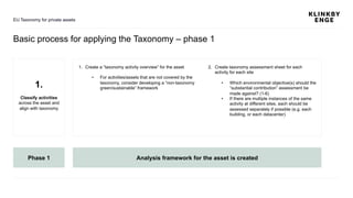 Basic process for applying the Taxonomy – phase 2
2. – 4.
Determine if the
criteria for
eligibility is met
2. – 4.
Determi...