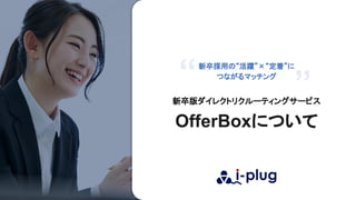 1
新卒版ダイレクトリクルーティングサービス
OfferBoxについて
新卒採用の“活躍”×“定着”に 
つながるマッチング 
“ ”
 