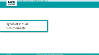 Types of Virtual
Environments
2020-12-02 © WIBU-SYSTEMS AG 2020 – Real Licenses in Virtual Environments 2
 