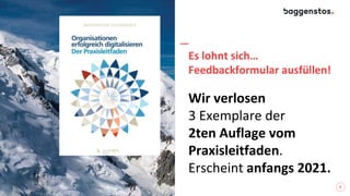 Es lohnt sich…
Feedbackformular ausfüllen!
Wir verlosen
3 Exemplare der
2ten Auflage vom
Praxisleitfaden.
Erscheint anfangs 2021.
2
 