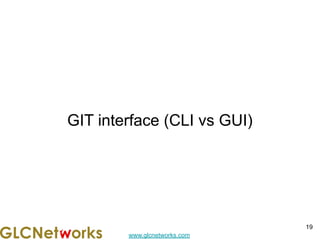 www.glcnetworks.com
GIT interface (CLI vs GUI)
19
 