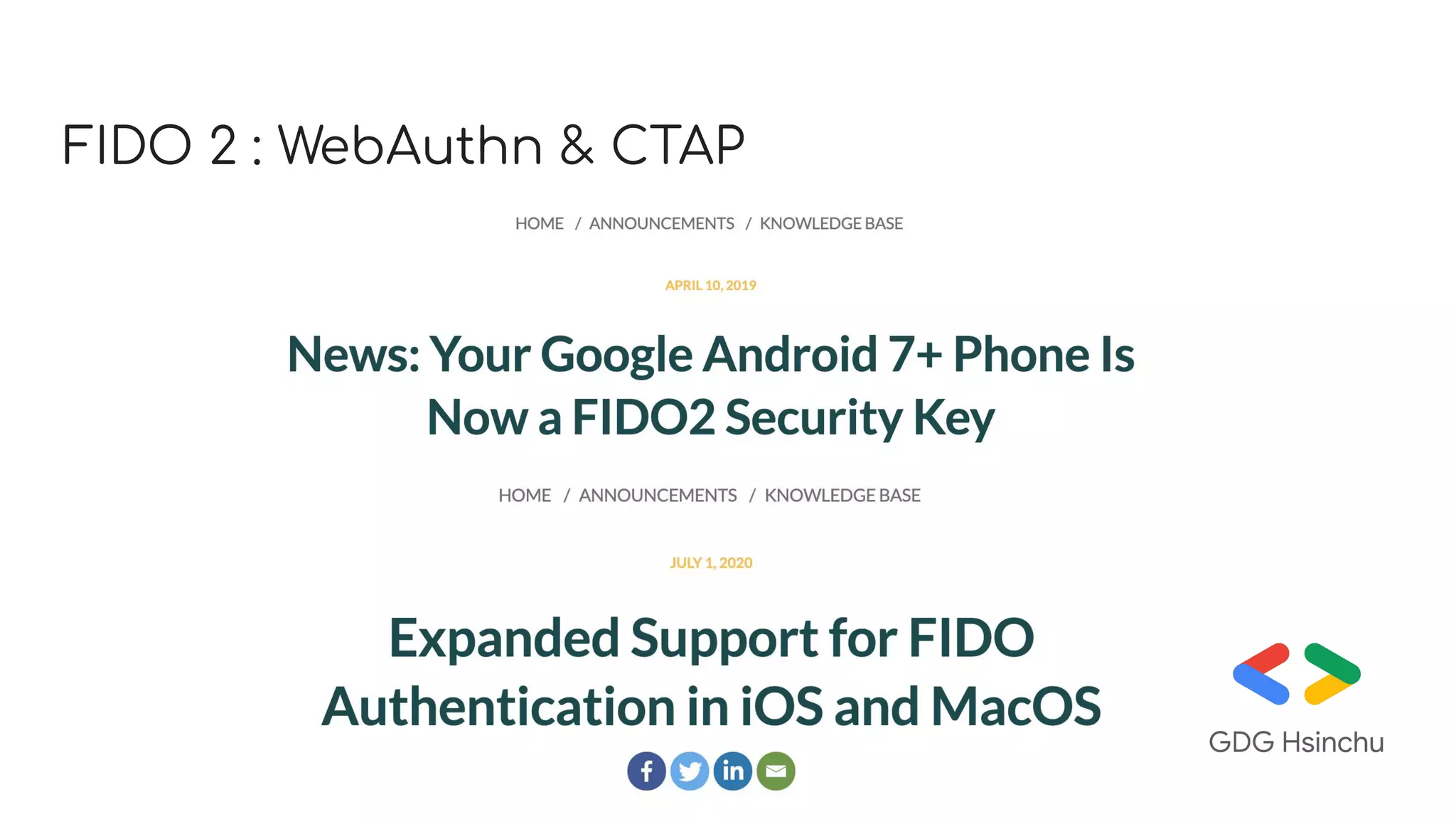 FIDO 2 : WebAuthn & CTAP
 