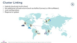Real-Life Use Cases & Architectures for Event Streaming with Apache Kafka and Confluent
Cluster Linking
• Hybrid-cloud and...