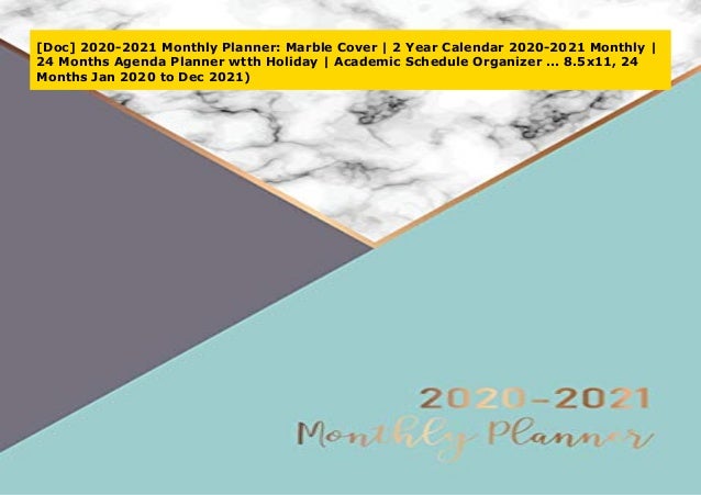 Doc 2020 2021 Monthly Planner Marble Cover 2 Year Calendar 2020 2021 calendar marble
