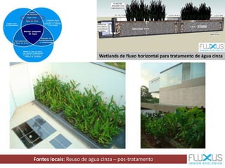 Fontes locais: Reuso de agua cinza – pos-tratamento
Wetlands de fluxo horizontal para tratamento de água cinza
 