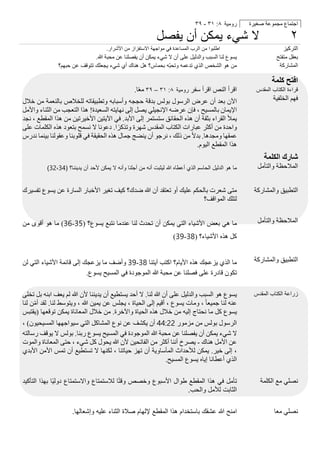 ‫ر‬‫و‬‫ﻣ‬‫ﯾ‬‫ﺔ‬٨:٣١-٣٩ ‫ا‬‫ﺟ‬‫ﺘ‬‫ﻤ‬‫ﺎ‬‫ع‬‫ﻣ‬‫ﺠ‬‫ﻤ‬‫ﻮ‬‫ﻋ‬‫ﺔ‬‫ﺻ‬‫ﻐ‬‫ﯿ‬‫ﺮ‬‫ة‬
‫ﻻ‬‫ﺷ‬‫ﻲ‬‫ء‬‫ﯾ‬‫ﻣ‬‫ﻛ‬‫ن‬‫أ‬‫ن‬‫ﯾ‬‫ﻔ‬‫ﺻ‬‫ل‬ ٢
‫ا‬‫ط‬‫ﻠ‬‫ﺑ‬‫و‬‫ا‬‫ﻣ‬‫ن‬‫ا‬‫ﻟ‬‫ر‬‫ب‬‫ا‬‫ﻟ‬‫ﻣ‬‫ﺳ‬‫ﺎ‬‫ﻋ‬‫د‬‫ة‬‫ﻓ‬‫ﻲ‬‫ﻣ‬‫و‬‫ا‬‫ﺟ‬‫ﮭ‬‫ﺔ‬‫ا‬‫ﻻ‬‫ﺳ‬‫ﺗ‬‫ﻔ‬‫ز‬‫ا‬‫ز‬‫ﻣ‬‫ن‬‫ا‬‫ﻷ‬‫ﺷ‬‫ر‬‫ا‬‫ر‬. ‫ا‬‫ﻟ‬‫ﺘ‬‫ﺮ‬‫ﻛ‬‫ﯿ‬‫ﺰ‬
‫ﯾ‬‫ﺴ‬‫ﻮ‬‫ع‬‫ﻟ‬‫ﻨ‬‫ﺎ‬‫ا‬‫ﻟ‬‫ﺴ‬‫ﺒ‬‫ﺐ‬‫و‬‫ا‬‫ﻟ‬‫ﺪ‬‫ﻟ‬‫ﯿ‬‫ﻞ‬‫ﻋ‬‫ﻠ‬‫ﻰ‬‫أ‬‫ن‬‫ﻻ‬‫ﺷ‬‫ﻲ‬‫ء‬‫ﯾ‬‫ﻤ‬‫ﻜ‬‫ﻦ‬‫أ‬‫ن‬‫ﯾ‬‫ﻔ‬‫ﺼ‬‫ﻠ‬‫ﻨ‬‫ﺎ‬‫ﻋ‬‫ﻦ‬‫ﻣ‬‫ﺤ‬‫ﺒ‬‫ﺔ‬‫ﷲ‬. ‫ﺑ‬‫ﻌ‬‫ﻘ‬‫ﻞ‬‫ﻣ‬‫ﺘ‬‫ﻔ‬‫ﺘ‬‫ﺢ‬
‫ﻣ‬‫ن‬‫ھ‬‫و‬‫ا‬‫ﻟ‬‫ﺷ‬‫ﺧ‬‫ص‬‫ا‬‫ﻟ‬‫ذ‬‫ي‬‫ﺗ‬‫د‬‫ﻋ‬‫ﻣ‬‫ﮫ‬‫و‬‫ﺗ‬‫ﺣ‬‫ﺑ‬ّ‫ﮫ‬‫ﺑ‬‫ﺣ‬‫ﻣ‬‫ﺎ‬‫س‬‫؟‬‫ھ‬‫ل‬‫ھ‬‫ﻧ‬‫ﺎ‬‫ك‬‫أ‬‫ي‬‫ﺷ‬‫ﻲ‬‫ء‬‫ﯾ‬‫ﺟ‬‫ﻌ‬‫ﻠ‬‫ك‬‫ﺗ‬‫ﺗ‬‫و‬‫ﻗ‬‫ف‬‫ﻋ‬‫ن‬‫ﺣ‬‫ﺑ‬‫ﮭ‬‫م‬‫؟‬ ‫ا‬‫ﻟ‬‫ﻤ‬‫ﺸ‬‫ﺎ‬‫ر‬‫ﻛ‬‫ﺔ‬
‫ا‬‫ﻓ‬‫ﺘ‬‫ﺢ‬‫ﻛ‬‫ﻠ‬‫ﻤ‬‫ﺔ‬
‫ا‬‫ﻗ‬‫ﺮ‬‫أ‬‫ا‬‫ﻟ‬‫ﻨ‬‫ﺺ‬‫ا‬‫ﻗ‬‫ﺮ‬‫أ‬‫ﺳ‬‫ﻔ‬‫ﺮ‬‫ر‬‫و‬‫ﻣ‬‫ﯾ‬‫ﺔ‬٨:٣١–٣٩‫ﻣ‬‫ﻌ‬ً‫ﺎ‬. ‫ﻗ‬‫ر‬‫ا‬‫ء‬‫ة‬‫ا‬‫ﻟ‬‫ﻛ‬‫ﺗ‬‫ﺎ‬‫ب‬‫ا‬‫ﻟ‬‫ﻣ‬‫ﻘ‬‫د‬‫س‬
‫ا‬‫ﻵ‬‫ن‬‫ﺑ‬‫ﻌ‬‫ﺪ‬‫أ‬‫ن‬‫ﻋ‬‫ﺮ‬‫ض‬‫ا‬‫ﻟ‬‫ﺮ‬‫ﺳ‬‫ﻮ‬‫ل‬‫ﺑ‬‫ﻮ‬‫ﻟ‬‫ﺲ‬‫ﺑ‬‫ﺪ‬‫ﻗ‬‫ﺔ‬‫ﺣ‬‫ﺠ‬‫ﺠ‬‫ﮫ‬‫و‬‫أ‬‫ﺳ‬‫ﺒ‬‫ﺎ‬‫ﺑ‬‫ﮫ‬‫و‬‫ﺗ‬‫ﻄ‬‫ﺒ‬‫ﯿ‬‫ﻘ‬‫ﺎ‬‫ﺗ‬‫ﮫ‬‫ﻟ‬‫ﻠ‬‫ﺨ‬‫ﻼ‬‫ص‬‫ﺑ‬‫ﺎ‬‫ﻟ‬‫ﻨ‬‫ﻌ‬‫ﻤ‬‫ﺔ‬‫ﻣ‬‫ﻦ‬‫ﺧ‬‫ﻼ‬‫ل‬
‫ا‬‫ﻹ‬‫ﯾ‬‫ﻤ‬‫ﺎ‬‫ن‬‫ﺑ‬‫ﺎ‬‫ﻟ‬‫ﻤ‬‫ﺴ‬‫ﯿ‬‫ﺢ‬،‫ﻓ‬‫ﺈ‬‫ن‬‫ﻋ‬‫ﺮ‬‫ﺿ‬‫ﮫ‬‫ا‬‫ﻹ‬‫ﻧ‬‫ﺠ‬‫ﯿ‬‫ﻠ‬‫ﻲ‬‫ﯾ‬‫ﺼ‬‫ﻞ‬‫إ‬‫ﻟ‬‫ﻰ‬‫ﻧ‬‫ﮭ‬‫ﺎ‬‫ﯾ‬‫ﺘ‬‫ﮫ‬‫ا‬‫ﻟ‬‫ﺴ‬‫ﻌ‬‫ﯿ‬‫ﺪ‬‫ة‬!‫ھ‬‫ﺬ‬‫ا‬‫ا‬‫ﻟ‬‫ﺘ‬‫ﻌ‬‫ﺠ‬‫ﺐ‬‫ﻣ‬‫ﻦ‬‫ا‬‫ﻟ‬‫ﺜ‬‫ﻨ‬‫ﺎ‬‫ء‬‫و‬‫ا‬‫ﻷ‬‫ﻣ‬‫ﻞ‬
‫ﯾ‬‫ﻤ‬‫ﻸ‬‫ا‬‫ﻟ‬‫ﻘ‬‫ﺮ‬‫ا‬‫ء‬‫ﺑ‬‫ﺜ‬‫ﻘ‬‫ﺔ‬‫أ‬‫ن‬‫ھ‬‫ﺬ‬‫ه‬‫ا‬‫ﻟ‬‫ﺤ‬‫ﻘ‬‫ﺎ‬‫ﺋ‬‫ﻖ‬‫ﺳ‬‫ﺘ‬‫ﺴ‬‫ﺘ‬‫ﻤ‬‫ﺮ‬‫إ‬‫ﻟ‬‫ﻰ‬‫ا‬‫ﻷ‬‫ﺑ‬‫ﺪ‬.‫ﻓ‬‫ﻲ‬‫ا‬‫ﻵ‬‫ﯾ‬‫ﺘ‬‫ﯿ‬‫ﻦ‬‫ا‬‫ﻷ‬‫ﺧ‬‫ﯿ‬‫ﺮ‬‫ﺗ‬‫ﯿ‬‫ﻦ‬‫ﻣ‬‫ﻦ‬‫ھ‬‫ﺬ‬‫ا‬‫ا‬‫ﻟ‬‫ﻤ‬‫ﻘ‬‫ﻄ‬‫ﻊ‬،‫ﻧ‬‫ﺠ‬‫ﺪ‬
‫و‬‫ا‬‫ﺣ‬‫ﺪ‬‫ة‬‫ﻣ‬‫ﻦ‬‫أ‬‫ﻛ‬‫ﺜ‬‫ﺮ‬‫ﻋ‬‫ﺒ‬‫ﺎ‬‫ر‬‫ا‬‫ت‬‫ا‬‫ﻟ‬‫ﻜ‬‫ﺘ‬‫ﺎ‬‫ب‬‫ا‬‫ﻟ‬‫ﻤ‬‫ﻘ‬‫ﺪ‬‫س‬‫ﺷ‬‫ﮭ‬‫ﺮ‬‫ة‬‫و‬‫ﺗ‬‫ﺬ‬‫ﻛ‬‫ﺮ‬ً‫ا‬.‫د‬‫ﻋ‬‫ﻮ‬‫ﻧ‬‫ﺎ‬‫ﻻ‬‫ﻧ‬‫ﺴ‬‫ﻤ‬‫ﺢ‬‫ﺑ‬‫ﺘ‬‫ﻌ‬‫ﻮ‬‫د‬‫ھ‬‫ﺬ‬‫ه‬‫ا‬‫ﻟ‬‫ﻜ‬‫ﻠ‬‫ﻤ‬‫ﺎ‬‫ت‬‫ﻋ‬‫ﻠ‬‫ﻰ‬
‫ﻋ‬‫ﻤ‬‫ﻘ‬‫ﮭ‬‫ﺎ‬‫و‬‫ﻣ‬‫ﺠ‬‫ﺪ‬‫ھ‬‫ﺎ‬.‫ﺑ‬‫ﺪ‬‫ﻻ‬ً‫ﻣ‬‫ﻦ‬‫ذ‬‫ﻟ‬‫ﻚ‬،‫ﻧ‬‫ﺮ‬‫ﺟ‬‫ﻮ‬‫أ‬‫ن‬‫ﯾ‬‫ﻨ‬‫ﻀ‬‫ﺞ‬‫ﺟ‬‫ﻤ‬‫ﺎ‬‫ل‬‫ھ‬‫ﺬ‬‫ه‬‫ا‬‫ﻟ‬‫ﺤ‬‫ﻘ‬‫ﯿ‬‫ﻘ‬‫ﺔ‬‫ﻓ‬‫ﻲ‬‫ﻗ‬‫ﻠ‬‫ﻮ‬‫ﺑ‬‫ﻨ‬‫ﺎ‬‫و‬‫ﻋ‬‫ﻘ‬‫ﻮ‬‫ﻟ‬‫ﻨ‬‫ﺎ‬‫ﺑ‬‫ﯿ‬‫ﻨ‬‫ﻤ‬‫ﺎ‬‫ﻧ‬‫ﺪ‬‫ر‬‫س‬
‫ھ‬‫ﺬ‬‫ا‬‫ا‬‫ﻟ‬‫ﻤ‬‫ﻘ‬‫ﻄ‬‫ﻊ‬‫ا‬‫ﻟ‬‫ﯿ‬‫ﻮ‬‫م‬.
‫ﻓ‬‫ﮭ‬‫ﻢ‬‫ا‬‫ﻟ‬‫ﺨ‬‫ﻠ‬‫ﻔ‬‫ﯿ‬‫ﺔ‬
‫ﺷ‬‫ﺎ‬‫ر‬‫ك‬‫ا‬‫ﻟ‬‫ﻜ‬‫ﻠ‬‫ﻤ‬‫ﺔ‬
‫ﻣ‬‫ﺎ‬‫ھ‬‫و‬‫ا‬‫ﻟ‬‫د‬‫ﻟ‬‫ﯾ‬‫ل‬‫ا‬‫ﻟ‬‫ﺣ‬‫ﺎ‬‫ﺳ‬‫م‬‫ا‬‫ﻟ‬‫ذ‬‫ي‬‫أ‬‫ﻋ‬‫ط‬‫ﺎ‬‫ه‬‫ﷲ‬‫ﻟ‬‫ﯾ‬‫ﺛ‬‫ﺑ‬‫ت‬‫أ‬‫ﻧ‬‫ﮫ‬‫ﻣ‬‫ن‬‫أ‬‫ﺟ‬‫ﻠ‬‫ﻧ‬‫ﺎ‬‫و‬‫أ‬‫ﻧ‬‫ﮫ‬‫ﻻ‬‫ﯾ‬‫ﻣ‬‫ﻛ‬‫ن‬‫ﻷ‬‫ﺣ‬‫د‬‫أ‬‫ن‬‫ﯾ‬‫د‬‫ﯾ‬‫ﻧ‬‫ﻧ‬‫ﺎ‬‫؟‬)32،34( ‫ا‬‫ﻟ‬‫ﻤ‬‫ﻼ‬‫ﺣ‬‫ﻈ‬‫ﺔ‬‫و‬‫ا‬‫ﻟ‬‫ﺘ‬‫ﺄ‬‫ﻣ‬‫ﻞ‬
‫ﻣ‬‫ﺘ‬‫ﻰ‬‫ﺷ‬‫ﻌ‬‫ﺮ‬‫ت‬‫ﺑ‬‫ﺎ‬‫ﻟ‬‫ﺤ‬‫ﻜ‬‫ﻢ‬‫ﻋ‬‫ﻠ‬‫ﯿ‬‫ﻚ‬‫أ‬‫و‬‫ﺗ‬‫ﻌ‬‫ﺘ‬‫ﻘ‬‫ﺪ‬‫أ‬‫ن‬‫ﷲ‬‫ﺿ‬‫ﺪ‬‫ك‬‫؟‬‫ﻛ‬‫ﯿ‬‫ﻒ‬‫ﺗ‬‫ﻐ‬‫ﯿ‬‫ﺮ‬‫ا‬‫ﻷ‬‫ﺧ‬‫ﺒ‬‫ﺎ‬‫ر‬‫ا‬‫ﻟ‬‫ﺴ‬‫ﺎ‬‫ر‬‫ة‬‫ﻋ‬‫ﻦ‬‫ﯾ‬‫ﺴ‬‫ﻮ‬‫ع‬‫ﺗ‬‫ﻔ‬‫ﺴ‬‫ﯿ‬‫ﺮ‬‫ك‬
‫ﻟ‬‫ﺘ‬‫ﻠ‬‫ﻚ‬‫ا‬‫ﻟ‬‫ﻤ‬‫ﻮ‬‫ا‬‫ﻗ‬‫ﻒ‬‫؟‬
‫ا‬‫ﻟ‬‫ﺘ‬‫ﻄ‬‫ﺒ‬‫ﯿ‬‫ﻖ‬‫و‬‫ا‬‫ﻟ‬‫ﻤ‬‫ﺸ‬‫ﺎ‬‫ر‬‫ﻛ‬‫ﺔ‬
‫ﻣ‬‫ﺎ‬‫ھ‬‫ﻲ‬‫ﺑ‬‫ﻌ‬‫ﺾ‬‫ا‬‫ﻷ‬‫ﺷ‬‫ﯿ‬‫ﺎ‬‫ء‬‫ا‬‫ﻟ‬‫ﺘ‬‫ﻲ‬‫ﯾ‬‫ﻤ‬‫ﻜ‬‫ﻦ‬‫أ‬‫ن‬‫ﺗ‬‫ﺤ‬‫ﺪ‬‫ث‬‫ﻟ‬‫ﻨ‬‫ﺎ‬‫ﻋ‬‫ﻨ‬‫ﺪ‬‫ﻣ‬‫ﺎ‬‫ﻧ‬‫ﺘ‬‫ﺒ‬‫ﻊ‬‫ﯾ‬‫ﺴ‬‫ﻮ‬‫ع‬‫؟‬)35-36(‫ﻣ‬‫ﺎ‬‫ھ‬‫ﻮ‬‫أ‬‫ﻗ‬‫ﻮ‬‫ى‬‫ﻣ‬‫ﻦ‬
‫ﻛ‬‫ﻞ‬‫ھ‬‫ﺬ‬‫ه‬‫ا‬‫ﻷ‬‫ﺷ‬‫ﯿ‬‫ﺎ‬‫ء‬‫؟‬)38-39(
‫ا‬‫ﻟ‬‫ﻤ‬‫ﻼ‬‫ﺣ‬‫ﻈ‬‫ﺔ‬‫و‬‫ا‬‫ﻟ‬‫ﺘ‬‫ﺄ‬‫ﻣ‬‫ﻞ‬
‫ﻣ‬‫ﺎ‬‫ا‬‫ﻟ‬‫ﺬ‬‫ي‬‫ﯾ‬‫ﺰ‬‫ﻋ‬‫ﺠ‬‫ﻚ‬‫ھ‬‫ﺬ‬‫ه‬‫ا‬‫ﻷ‬‫ﯾ‬‫ﺎ‬‫م‬‫؟‬‫ا‬‫ﻛ‬‫ﺘ‬‫ﺐ‬‫آ‬‫ﯾ‬‫ﺘ‬‫ﻨ‬‫ﺎ‬38-39‫و‬‫أ‬‫ﺿ‬‫ﻒ‬‫ﻣ‬‫ﺎ‬‫ﯾ‬‫ﺰ‬‫ﻋ‬‫ﺠ‬‫ﻚ‬‫إ‬‫ﻟ‬‫ﻰ‬‫ﻗ‬‫ﺎ‬‫ﺋ‬‫ﻤ‬‫ﺔ‬‫ا‬‫ﻷ‬‫ﺷ‬‫ﯿ‬‫ﺎ‬‫ء‬‫ا‬‫ﻟ‬‫ﺘ‬‫ﻲ‬‫ﻟ‬‫ﻦ‬
‫ﺗ‬‫ﻜ‬‫ﻮ‬‫ن‬‫ﻗ‬‫ﺎ‬‫د‬‫ر‬‫ة‬‫ﻋ‬‫ﻠ‬‫ﻰ‬‫ﻓ‬‫ﺼ‬‫ﻠ‬‫ﻨ‬‫ﺎ‬‫ﻋ‬‫ﻦ‬‫ﻣ‬‫ﺤ‬‫ﺒ‬‫ﺔ‬‫ﷲ‬‫ا‬‫ﻟ‬‫ﻤ‬‫ﻮ‬‫ﺟ‬‫ﻮ‬‫د‬‫ة‬‫ﻓ‬‫ﻲ‬‫ا‬‫ﻟ‬‫ﻤ‬‫ﺴ‬‫ﯿ‬‫ﺢ‬‫ﯾ‬‫ﺴ‬‫ﻮ‬‫ع‬.
‫ا‬‫ﻟ‬‫ﺘ‬‫ﻄ‬‫ﺒ‬‫ﯿ‬‫ﻖ‬‫و‬‫ا‬‫ﻟ‬‫ﻤ‬‫ﺸ‬‫ﺎ‬‫ر‬‫ﻛ‬‫ﺔ‬
‫ﯾ‬‫ﺴ‬‫ﻮ‬‫ع‬‫ھ‬‫ﻮ‬‫ا‬‫ﻟ‬‫ﺴ‬‫ﺒ‬‫ﺐ‬‫و‬‫ا‬‫ﻟ‬‫ﺪ‬‫ﻟ‬‫ﯿ‬‫ﻞ‬‫ﻋ‬‫ﻠ‬‫ﻰ‬‫أ‬‫ن‬‫ﷲ‬‫ﻟ‬‫ﻨ‬‫ﺎ‬.‫ﻻ‬‫أ‬‫ﺣ‬‫ﺪ‬‫ﯾ‬‫ﺴ‬‫ﺘ‬‫ﻄ‬‫ﯿ‬‫ﻊ‬‫أ‬‫ن‬‫ﯾ‬‫ﺪ‬‫ﯾ‬‫ﻨ‬‫ﻨ‬‫ﺎ‬‫ﻷ‬‫ن‬‫ﷲ‬‫ﻟ‬‫ﻢ‬‫ﯾ‬‫ﻌ‬‫ﻒ‬‫ا‬‫ﺑ‬‫ﻨ‬‫ﮫ‬‫ﺑ‬‫ﻞ‬‫ﺗ‬‫ﺨ‬‫ﻠ‬‫ﻰ‬
‫ﻋ‬‫ﻨ‬‫ﮫ‬‫ﻟ‬‫ﻨ‬‫ﺎ‬‫ﺟ‬‫ﻤ‬‫ﯿ‬‫ﻌ‬‫ﺎ‬ً،‫و‬‫ﻣ‬‫ﺎ‬‫ت‬‫ﯾ‬‫ﺴ‬‫ﻮ‬‫ع‬،‫أ‬‫ﻗ‬‫ﯿ‬‫ﻢ‬‫إ‬‫ﻟ‬‫ﻰ‬‫ا‬‫ﻟ‬‫ﺤ‬‫ﯿ‬‫ﺎ‬‫ة‬،‫ﯾ‬‫ﺠ‬‫ﻠ‬‫ﺲ‬‫ﻋ‬‫ﻦ‬‫ﯾ‬‫ﻤ‬‫ﯿ‬‫ﻦ‬‫ﷲ‬،‫و‬‫ﯾ‬‫ﺘ‬‫ﻮ‬‫ﺳ‬‫ﻂ‬‫ﻟ‬‫ﻨ‬‫ﺎ‬.‫ﻟ‬‫ﻘ‬‫ﺪ‬‫أ‬‫ﻣ‬ّ‫ﻦ‬‫ﻟ‬‫ﻨ‬‫ﺎ‬
‫ﯾ‬‫ﺴ‬‫ﻮ‬‫ع‬‫ﻛ‬‫ﻞ‬‫ﻣ‬‫ﺎ‬‫ﻧ‬‫ﺤ‬‫ﺘ‬‫ﺎ‬‫ج‬‫إ‬‫ﻟ‬‫ﯿ‬‫ﮫ‬‫ﻣ‬‫ﻦ‬‫ﺧ‬‫ﻼ‬‫ل‬‫ھ‬‫ﺬ‬‫ه‬‫ا‬‫ﻟ‬‫ﺤ‬‫ﯿ‬‫ﺎ‬‫ة‬‫و‬‫ا‬‫ﻵ‬‫ﺧ‬‫ﺮ‬‫ة‬.‫ﻣ‬‫ﻦ‬‫ﺧ‬‫ﻼ‬‫ل‬‫ا‬‫ﻟ‬‫ﻤ‬‫ﻌ‬‫ﺎ‬‫ﻧ‬‫ﺎ‬‫ة‬‫ﯾ‬‫ﻤ‬‫ﻜ‬‫ﻦ‬‫ﺗ‬‫ﻮ‬‫ﻗ‬‫ﻌ‬‫ﮭ‬‫ﺎ‬)‫ﯾ‬‫ﻘ‬‫ﺘ‬‫ﺒ‬‫ﺲ‬
‫ا‬‫ﻟ‬‫ﺮ‬‫ﺳ‬‫ﻮ‬‫ل‬‫ﺑ‬‫ﻮ‬‫ﻟ‬‫ﺲ‬‫ﻣ‬‫ﻦ‬‫ﻣ‬‫ﺰ‬‫ﻣ‬‫ﻮ‬‫ر‬44:22‫أ‬‫ن‬‫ﯾ‬‫ﻜ‬‫ﺸ‬‫ﻒ‬‫ﻋ‬‫ﻦ‬‫ﻧ‬‫ﻮ‬‫ع‬‫ا‬‫ﻟ‬‫ﻤ‬‫ﺸ‬‫ﺎ‬‫ﻛ‬‫ﻞ‬‫ا‬‫ﻟ‬‫ﺘ‬‫ﻲ‬‫ﺳ‬‫ﯿ‬‫ﻮ‬‫ا‬‫ﺟ‬‫ﮭ‬‫ﮭ‬‫ﺎ‬‫ا‬‫ﻟ‬‫ﻤ‬‫ﺴ‬‫ﯿ‬‫ﺤ‬‫ﯿ‬‫ﻮ‬‫ن‬(،
‫ﻻ‬‫ﺷ‬‫ﻲ‬‫ء‬‫ﯾ‬‫ﻤ‬‫ﻜ‬‫ﻦ‬‫أ‬‫ن‬‫ﯾ‬‫ﻔ‬‫ﺼ‬‫ﻠ‬‫ﻨ‬‫ﺎ‬‫ﻋ‬‫ﻦ‬‫ﻣ‬‫ﺤ‬‫ﺒ‬‫ﺔ‬‫ﷲ‬‫ا‬‫ﻟ‬‫ﻤ‬‫ﻮ‬‫ﺟ‬‫ﻮ‬‫د‬‫ة‬‫ﻓ‬‫ﻲ‬‫ا‬‫ﻟ‬‫ﻤ‬‫ﺴ‬‫ﯿ‬‫ﺢ‬‫ﯾ‬‫ﺴ‬‫ﻮ‬‫ع‬‫ر‬‫ﺑ‬‫ﻨ‬‫ﺎ‬.‫ﺑ‬‫ﻮ‬‫ﻟ‬‫ﺲ‬‫ﻻ‬‫ﯾ‬‫ﻮ‬‫ﻗ‬‫ﻒ‬‫ر‬‫ﺳ‬‫ﺎ‬‫ﻟ‬‫ﺘ‬‫ﮫ‬
‫ﻋ‬‫ﻦ‬‫ا‬‫ﻷ‬‫ﻣ‬‫ﻞ‬‫ھ‬‫ﻨ‬‫ﺎ‬‫ك‬-‫ﯾ‬‫ﺼ‬‫ﺮ‬‫خ‬‫أ‬‫ﻧ‬‫ﻨ‬‫ﺎ‬‫أ‬‫ﻛ‬‫ﺜ‬‫ﺮ‬‫ﻣ‬‫ﻦ‬‫ا‬‫ﻟ‬‫ﻔ‬‫ﺎ‬‫ﺗ‬‫ﺤ‬‫ﯿ‬‫ﻦ‬‫ﻷ‬‫ن‬‫ﷲ‬‫ﯾ‬‫ﺤ‬‫ﻮ‬‫ل‬‫ﻛ‬‫ﻞ‬‫ﺷ‬‫ﻲ‬‫ء‬،‫ﺣ‬‫ﺘ‬‫ﻰ‬‫ا‬‫ﻟ‬‫ﻤ‬‫ﻌ‬‫ﺎ‬‫ﻧ‬‫ﺎ‬‫ة‬‫و‬‫ا‬‫ﻟ‬‫ﻤ‬‫ﻮ‬‫ت‬
،‫إ‬‫ﻟ‬‫ﻰ‬‫ﺧ‬‫ﯿ‬‫ﺮ‬.‫ﯾ‬‫ﻤ‬‫ﻜ‬‫ﻦ‬‫ﻟ‬‫ﻸ‬‫ﺣ‬‫ﺪ‬‫ا‬‫ث‬‫ا‬‫ﻟ‬‫ﻤ‬‫ﺄ‬‫ﺳ‬‫ﺎ‬‫و‬‫ﯾ‬‫ﺔ‬‫أ‬‫ن‬‫ﺗ‬‫ﮭ‬‫ﺰ‬‫ﺣ‬‫ﯿ‬‫ﺎ‬‫ﺗ‬‫ﻨ‬‫ﺎ‬،‫ﻟ‬‫ﻜ‬‫ﻨ‬‫ﮭ‬‫ﺎ‬‫ﻻ‬‫ﺗ‬‫ﺴ‬‫ﺘ‬‫ﻄ‬‫ﯿ‬‫ﻊ‬‫أ‬‫ن‬‫ﺗ‬‫ﻤ‬‫ﺲ‬‫ا‬‫ﻷ‬‫ﻣ‬‫ﻦ‬‫ا‬‫ﻷ‬‫ﺑ‬‫ﺪ‬‫ي‬
‫ا‬‫ﻟ‬‫ﺬ‬‫ي‬‫أ‬‫ﻋ‬‫ﻄ‬‫ﺎ‬‫ﻧ‬‫ﺎ‬‫إ‬‫ﯾ‬‫ﺎ‬‫ه‬‫ﯾ‬‫ﺴ‬‫ﻮ‬‫ع‬‫ا‬‫ﻟ‬‫ﻤ‬‫ﺴ‬‫ﯿ‬‫ﺢ‬.
‫ز‬‫ر‬‫ا‬‫ﻋ‬‫ﺔ‬‫ا‬‫ﻟ‬‫ﻜ‬‫ﺘ‬‫ﺎ‬‫ب‬‫ا‬‫ﻟ‬‫ﻤ‬‫ﻘ‬‫ﺪ‬‫س‬
‫ﺗ‬‫ﺄ‬‫ﻣ‬‫ل‬‫ﻓ‬‫ﻲ‬‫ھ‬‫ذ‬‫ا‬‫ا‬‫ﻟ‬‫ﻣ‬‫ﻘ‬‫ط‬‫ﻊ‬‫ط‬‫و‬‫ا‬‫ل‬‫ا‬‫ﻷ‬‫ﺳ‬‫ﺑ‬‫و‬‫ع‬‫و‬‫ﺧ‬‫ﺻ‬‫ص‬‫و‬‫ﻗ‬‫ﺗ‬ً‫ﺎ‬‫ﻟ‬‫ﻼ‬‫ﺳ‬‫ﺗ‬‫ﻣ‬‫ﺗ‬‫ﺎ‬‫ع‬‫و‬‫ا‬‫ﻻ‬‫ﺳ‬‫ﺗ‬‫ﻣ‬‫ﺗ‬‫ﺎ‬‫ع‬‫د‬‫و‬‫ﻟ‬‫ﯾ‬ً‫ﺎ‬‫ﺑ‬‫ﮭ‬‫ذ‬‫ا‬‫ا‬‫ﻟ‬‫ﺗ‬‫ﺄ‬‫ﻛ‬‫ﯾ‬‫د‬
‫ا‬‫ﻟ‬‫ﺛ‬‫ﺎ‬‫ﺑ‬‫ت‬‫ﻟ‬‫ﻸ‬‫ﻣ‬‫ل‬‫و‬‫ا‬‫ﻟ‬‫ﺣ‬‫ب‬.
‫ﻧ‬‫ﺼ‬‫ﻠ‬‫ﻲ‬‫ﻣ‬‫ﻊ‬‫ا‬‫ﻟ‬‫ﻜ‬‫ﻠ‬‫ﻤ‬‫ﺔ‬
‫ا‬‫ﻣ‬‫ﻧ‬‫ﺢ‬‫ﷲ‬‫ﻋ‬‫ﺷ‬‫ﻘ‬‫ك‬‫ﺑ‬‫ﺎ‬‫ﺳ‬‫ﺗ‬‫ﺧ‬‫د‬‫ا‬‫م‬‫ھ‬‫ذ‬‫ا‬‫ا‬‫ﻟ‬‫ﻣ‬‫ﻘ‬‫ط‬‫ﻊ‬‫ﻹ‬‫ﻟ‬‫ﮭ‬‫ﺎ‬‫م‬‫ﺻ‬‫ﻼ‬‫ة‬‫ا‬‫ﻟ‬‫ﺛ‬‫ﻧ‬‫ﺎ‬‫ء‬‫ﻋ‬‫ﻠ‬‫ﯾ‬‫ﮫ‬‫و‬‫إ‬‫ﺷ‬‫ﻌ‬‫ﺎ‬‫ﻟ‬‫ﮭ‬‫ﺎ‬. ‫ﻧ‬‫ﺼ‬‫ﻠ‬‫ﻲ‬‫ﻣ‬‫ﻌ‬‫ﺎ‬
 