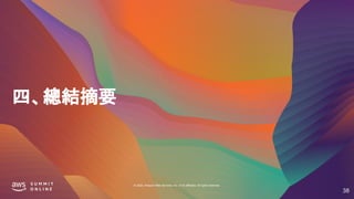 © 2020, Amazon Web Services, Inc. or its affiliates. All rights reserved.
四、總結摘要
38
 