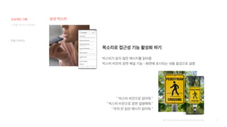 46
삼성 빅스비
목소리로 접근성 기능 활성화 하기
빅스비가 읽지 않은 메시지를 읽어줌
빅스비 비전의 장면 해설 기능 – 화면에 표시되는 내용 음성으로 설명
“ 빅스비 비전으로 읽어줘.”
“ 빅스비 비전으로 장면 설명해줘.”
“ 아직 안 읽은 메시지 읽어줘 “
연동 디바이스
[출처] https://www.samsung.com/sec/apps/bixby/
디지털 미디어 프로젝트
프로젝트 기획
 