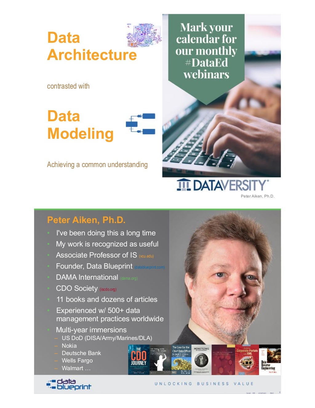 DataEd Slides: Data Architecture vs. Data Modeling – Compare and ...