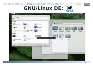 Data Science. 2020, July 6. | GNU/Linux: Introduction and Administration | Xavier de Pedro Puente
23
GNU/Linux DE:
 