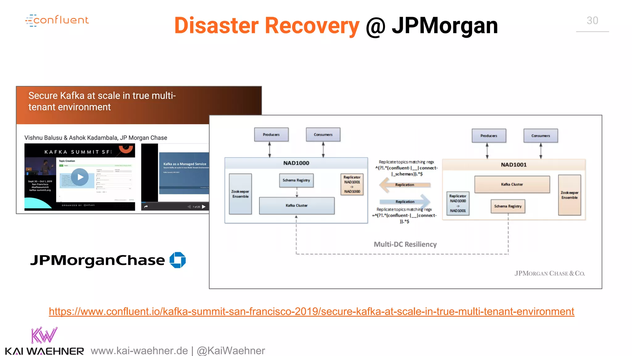 30 Disaster Recovery @ JPMorgan www.kai-waehner.de | @KaiWaehner https://www.confluent.io/kafka-summit-san-francisco-2019/secure-kafka-at-scale-in-true-multi-tenant-environment 