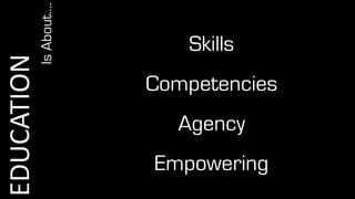 Skills
Competencies
Agency
Empowering
EDUCATION
Is
About….
 