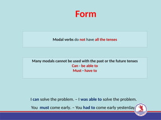 Problem Using Verb Tenses Homework of modal verbs 2020 English 6.pptx