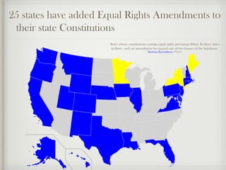 25 states have added Equal Rights Amendments to
their state Constitutions
States whose constitutions contain equal rights ...
