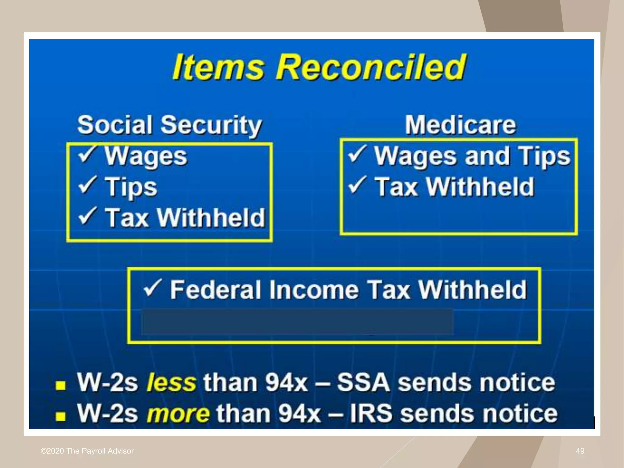 ©2020 The Payroll Advisor 49
 