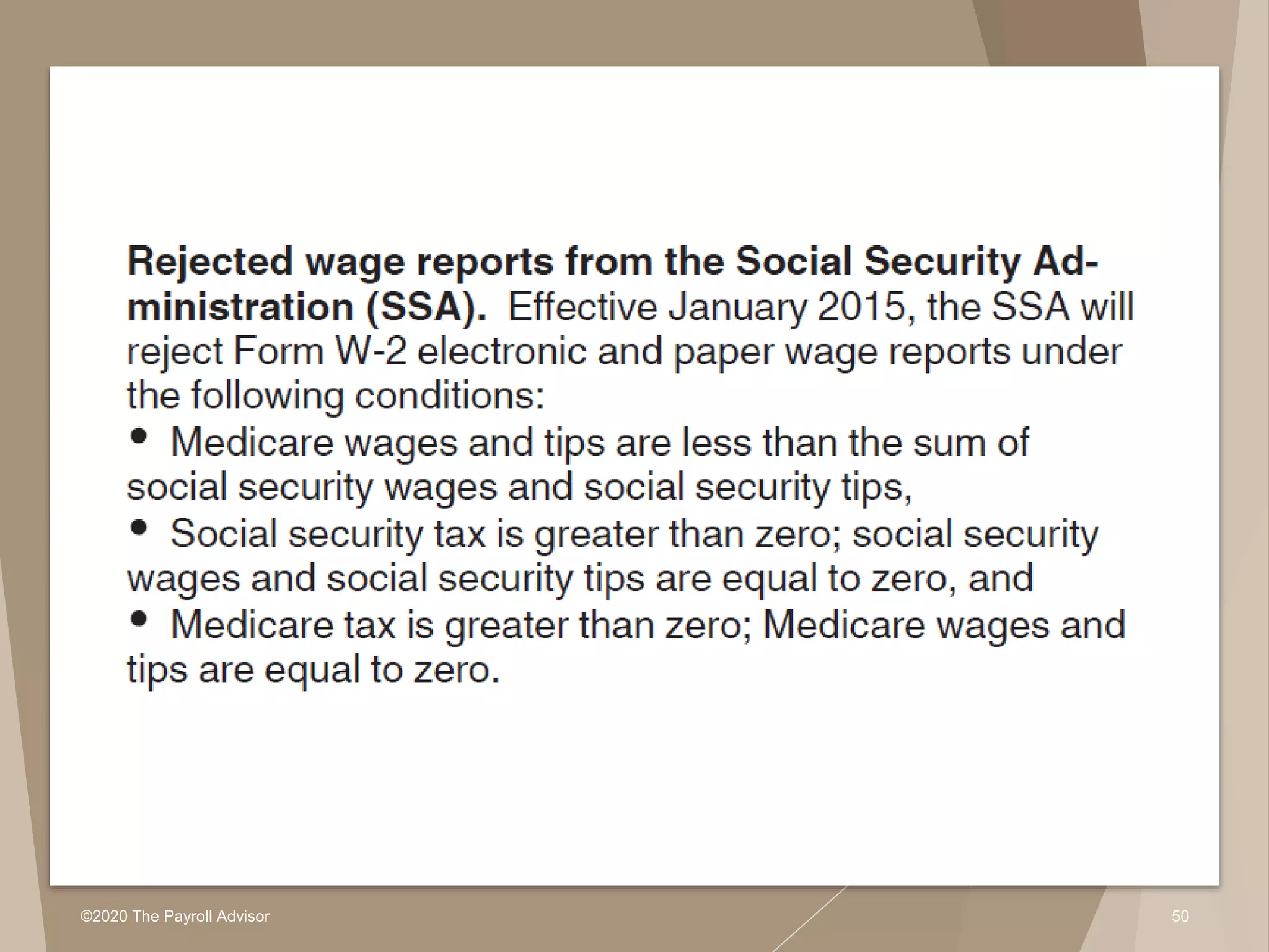 ©2020 The Payroll Advisor 50
 