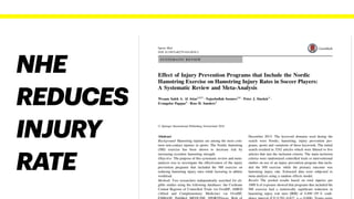 NHE
REDUCES
INJURY
RATE
 