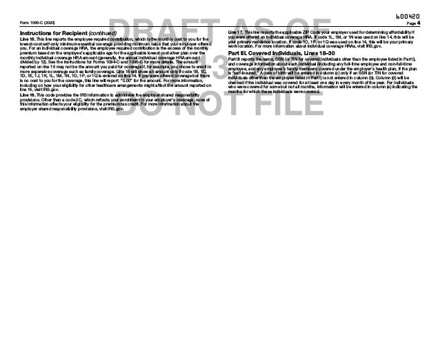 Irs 1095 C Draft Form Irs 1095 C Draft Form
