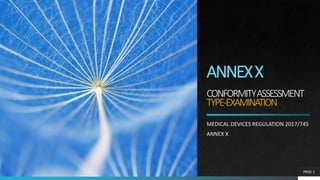 ANNEXX
CONFORMITYASSESSMENT
TYPE-EXAMINATION
MEDICAL DEVICES REGULATION 2017/745
ANNEX X
PAGE 1
 