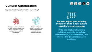 Cultural Optimization
Is your culture designed to help drive your strategy?
When your culture is not aligned
with your str...
