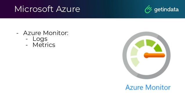 Microsoft Azure
- Azure Monitor:
- Logs
- Metrics
 